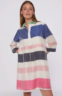 Vilagallo Tayana Linen Stripe Dress Multi size 42 US XL